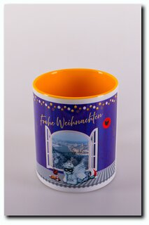 Krimi-Minnies Weihnachtstasse goldgelb